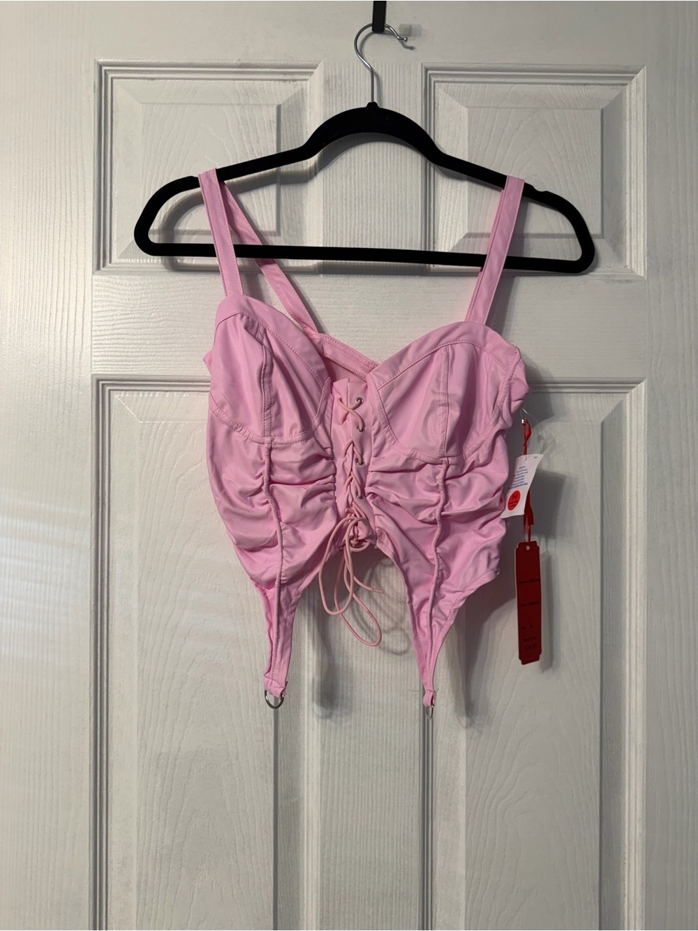 NWT Roma Concept pink lavender lab corset top with garter clips size medium